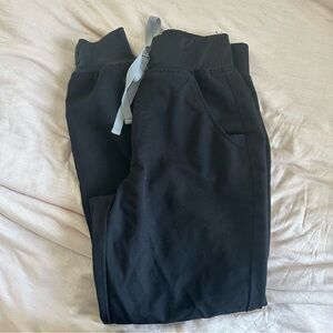 Figs Black Track Joggers with Gray Drawstring